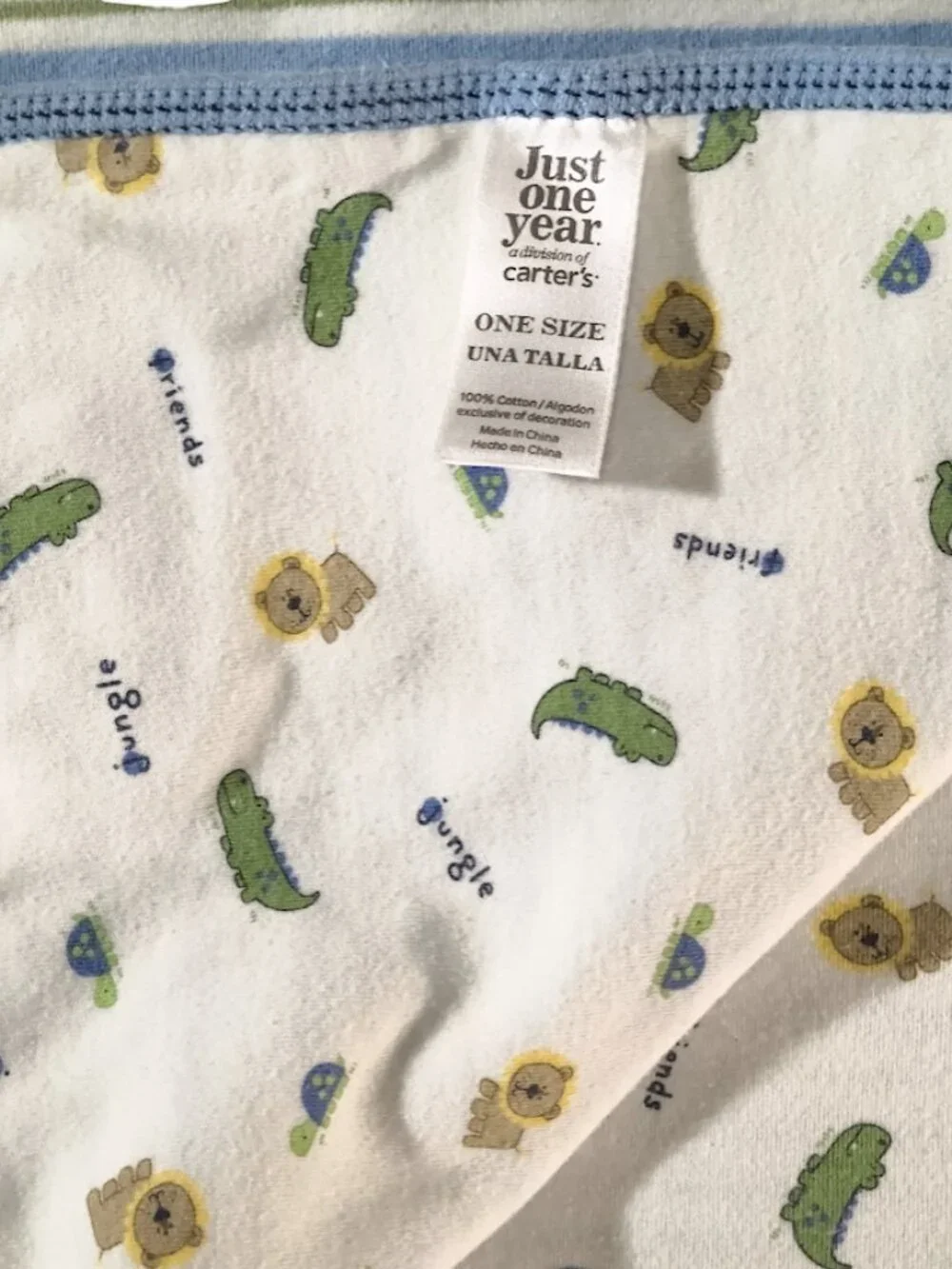 Just One Year Carter's Alligator Caution Wake Up Lovey Security Blanket 24